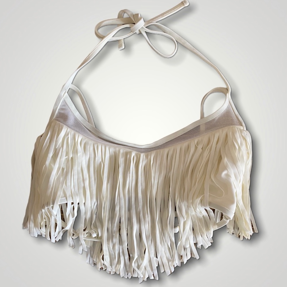 NWOT Tularosa Off White Fringe Bikini Top Small